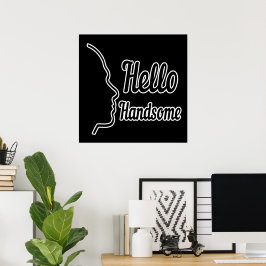 hallo Handsome Profile Face Drawing Typografie Poster