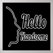 hallo Handsome Profile Face Drawing Typografie Poster (Voorkant)