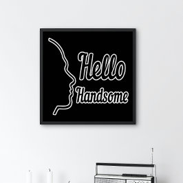 hallo Handsome Profile Face Drawing Typografie Poster