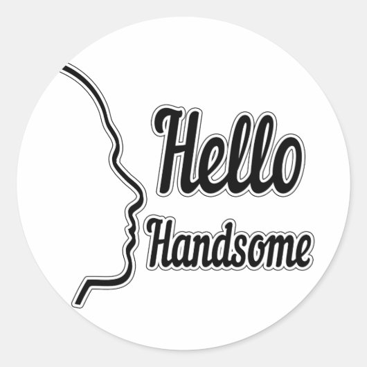hallo Handsome Profile Face Drawing Typografie Ronde Sticker (Voorkant)