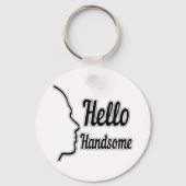 hallo Handsome Profile Face Drawing Typografie Sleutelhanger (Voorkant)