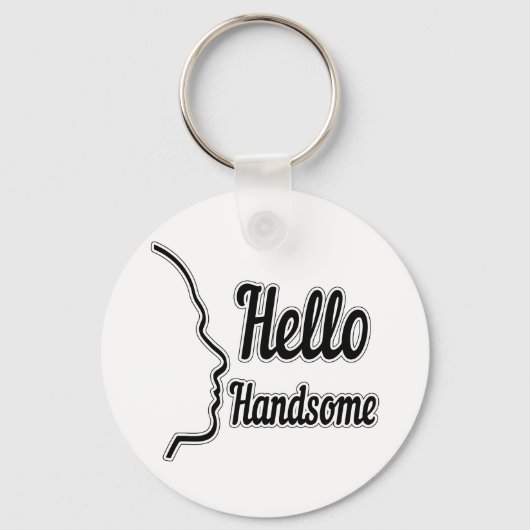 hallo Handsome Profile Face Drawing Typografie Sleutelhanger (Voorkant)
