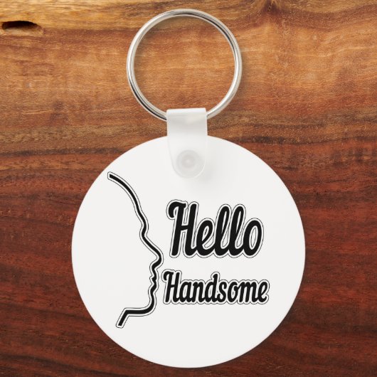 hallo Handsome Profile Face Drawing Typografie Sleutelhanger (Voorkant)