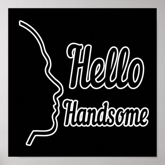 hallo Handsome Profile Face Typography Small Poster (Voorkant)