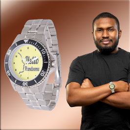 hallo Handsome Typography and Face Profile Outline Horloge