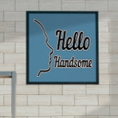 hallo Handsome Typography and Face Profile Outline Perfect Poster