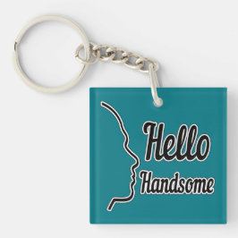 hallo Handsome Typography and Face Profile Outline Sleutelhanger