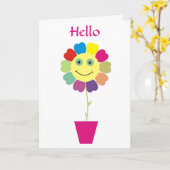 Hallo Happy Face Sunflower Wenskaart Kaart (Gele Bloem)