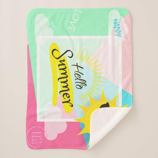 hallo Happy Summer Sunny Day for Trendy design Sherpa Deken (Voorkant)
