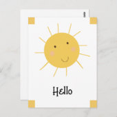 Hallo Happy Sun Yellow Briefkaart (Voorkant / Achterkant)