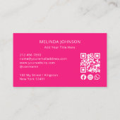 Hallo Hart Hot Pink Script QR Code Social Media Visitekaartje (Achterkant)