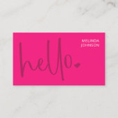 Hallo Hart Hot Pink Script QR Code Social Media Visitekaartje (Voorkant)