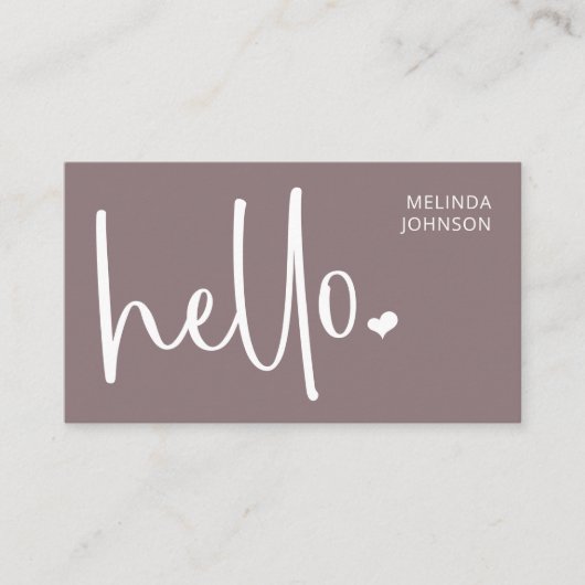 Hallo Hart Script QR Code Social Media Old Pink Visitekaartje (Voorkant)