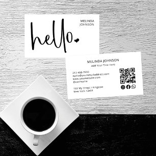 Hallo Hart Wit Script QR Code Social Media Visitekaartje