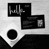 Hallo Hart Zwart Script QR Code Social Media Visitekaartje