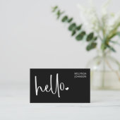 Hallo Hart Zwarte Script QR Code Sociale Media Visitekaartje (Staand voorkant)