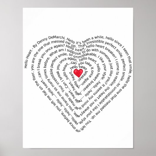 hallo Heart Song Lyrics door Denny DeMarchi Poster (Voorkant)