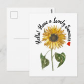 hallo! Heb een mooie zomer - zonnebloem Briefkaart (Voorkant / Achterkant)
