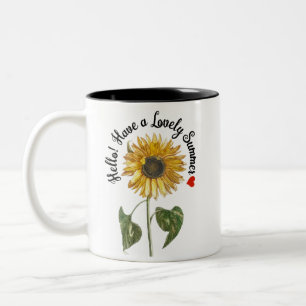 hallo! Heb een mooie zomer -  zonnebloem Tweekleurige Koffiemok