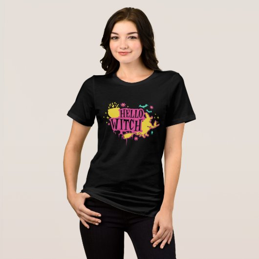 Hallo Heks Halloween Retro Tri-Blend Shirt (Voorkant volledig)