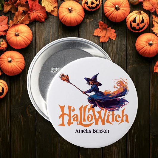 Hallo heks kleurrijke heks illustratie Halloween Ronde Button 7,6 Cm