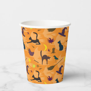 Hallo Heks - naadloos Halloween patroon. Papieren Bekers