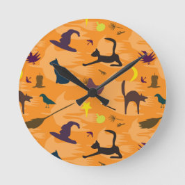 hallo heks - naadloos halloween patroon. ronde klok