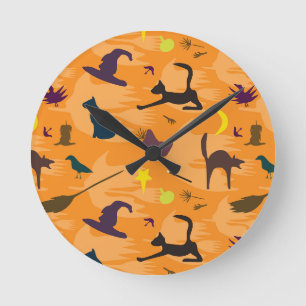 hallo heks - naadloos halloween patroon. ronde klok