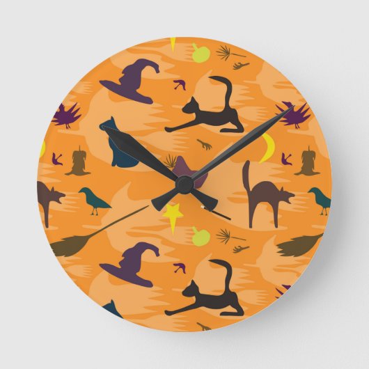 hallo heks - naadloos halloween patroon. ronde klok (Voorkant)