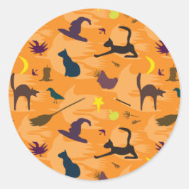 hallo heks - naadloos halloween patroon. ronde sticker