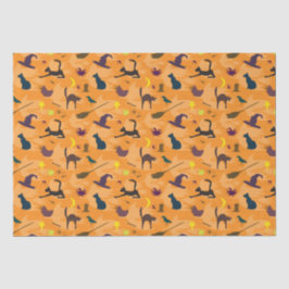 hallo heks - naadloos halloween patroon. tissuepapier