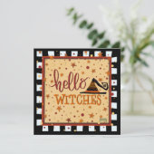 Hallo Heksen Grappig Vriend Halloween Vakantie Kaa Feestdagenkaart (Staand voorkant)