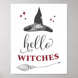 Hallo Heksen Halloween Grappige Citaat Tekst Muur  Poster