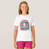 Hallo Helder en vrolijk Regenboog Kinderen T-shirt (Voorkant volledig)