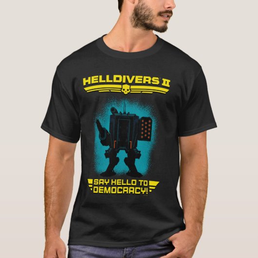 Hallo Helldivers 2 Sony Playstation Videospel Say T-shirt (Voorkant)