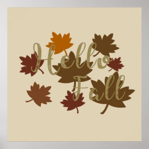 Hallo herfst aquarel herfstbladeren oktober poster