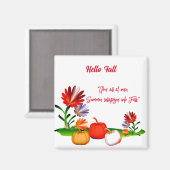 hallo Herfst Autumn Green Foliage Pumpkin Magneet (Voorkant / Achterkant)