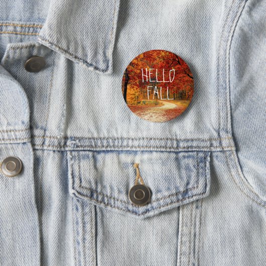 hallo Herfst Autumn  Leaves Button (In situ)