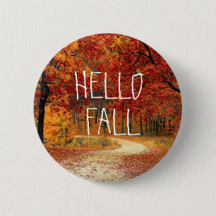 hallo Herfst Autumn Leaves Button