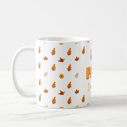 Hallo Herfst Autumn Leaves Flowers Pattern Koffiemok (Links)