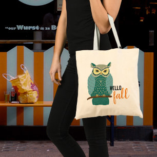 hallo Herfst Blauwgroen Owl Animal Design Canvas t Tote Bag
