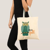 hallo Herfst Blauwgroen Owl Animal Design Canvas t Tote Bag (Voorkant (product))