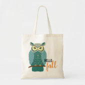 hallo Herfst Blauwgroen Owl Animal Design Canvas t Tote Bag (Voorkant)
