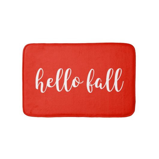 hallo Herfst Bright Warm Red Script Typografie Badmat (Voorkant)