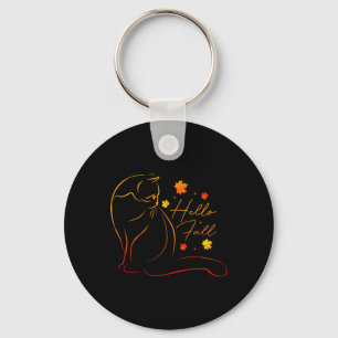 Hallo Herfst Cat Kitten Cat Lovers Vrouwen Meisjes Sleutelhanger