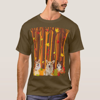 Hallo Herfst Corgi Esblad Herfst Pompoen Heren Wo T-shirt