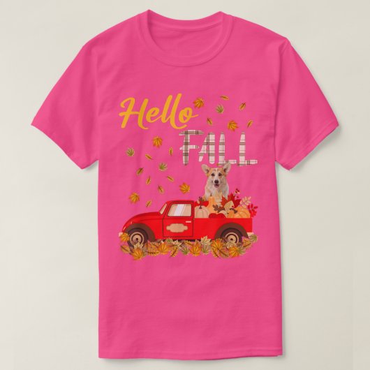 hallo Herfst Corgi Retriever Leaf Autumn Red Truck T-shirt (Design voorkant)