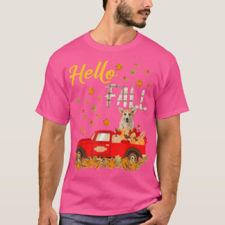 hallo Herfst Corgi Retriever Leaf Autumn Red Truck T-shirt