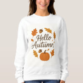 Hallo Herfst Cozy Fall Trui | Pompoen en Blad (Voorkant)
