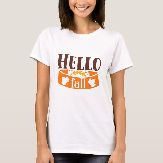 hallo Herfst Cute Girly Autumn Typografie Quote T-shirt (Voorkant)